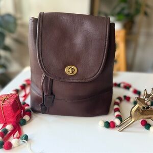 Vintage Coach 9960 Mini Daypack Dark Brown Leather Backpack